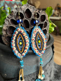 Handcrafted Sterling Silver Blue Stone Evil Eye Earrings – Mystical Protection, Artisan Craftsmanship」