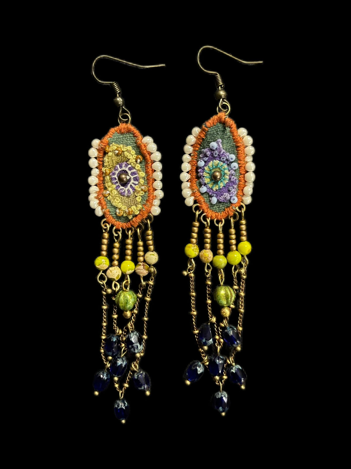Tribal Colorful Stone Beaded Earrings – Handcrafted Bohemian Spirit」