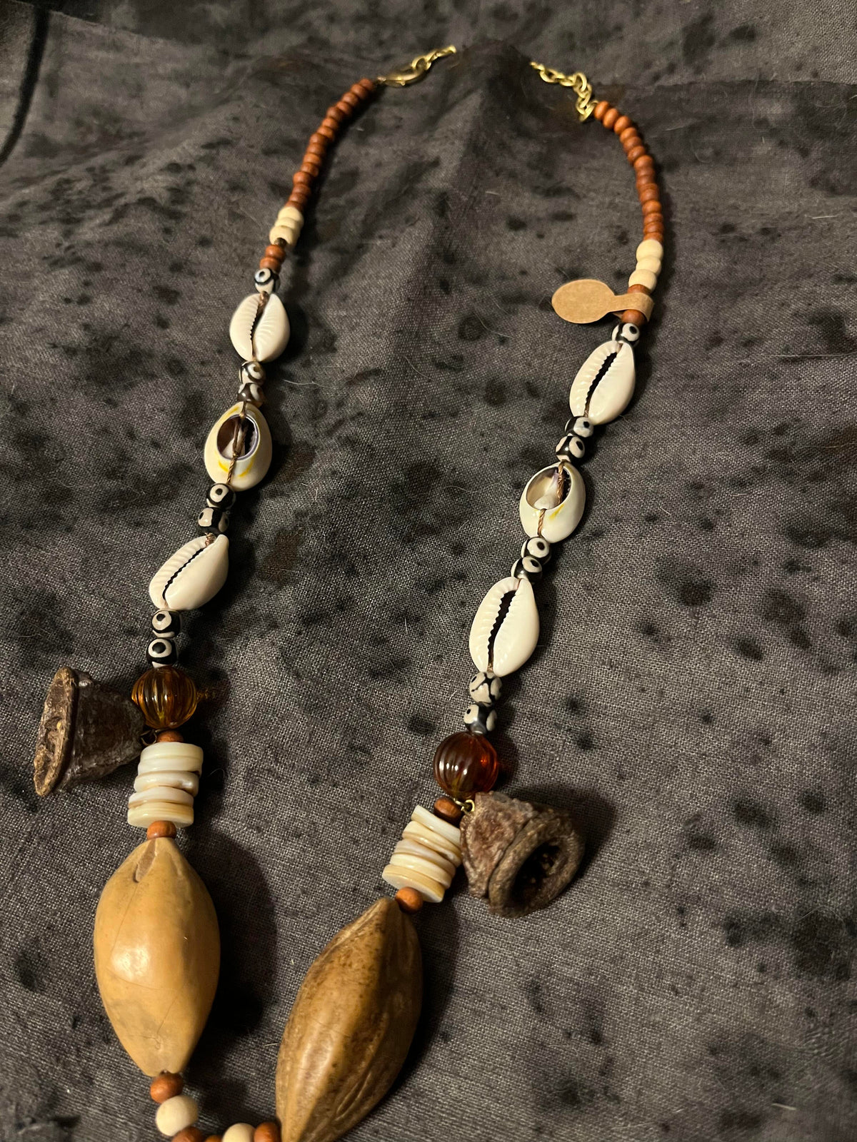 Tribal Shell Hand-Painted Totem Necklace – Wearable Art with Ancient Soul」