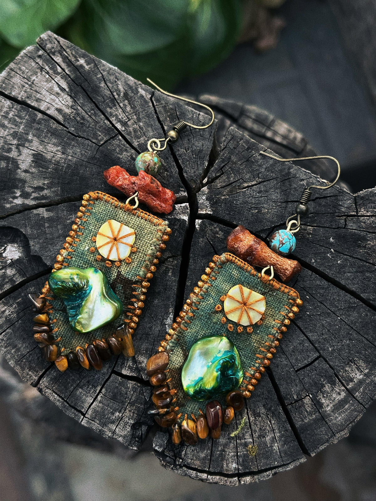 Hippie Tribal Colorful Shell Woven Earrings – Bohemian Sunshine for Your Ears」