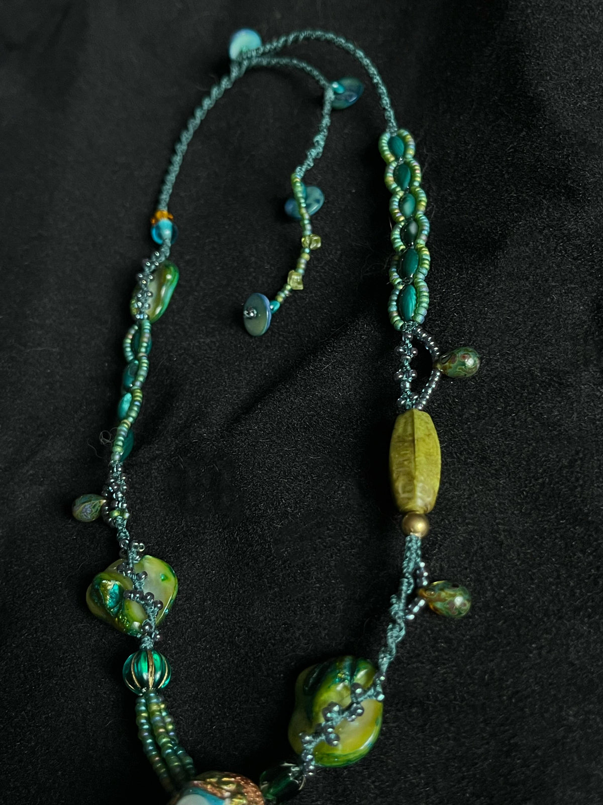 Rainforest Crystal Necklace – Hand-Painted Stone Amulet from the forest