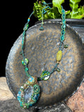 Rainforest Crystal Necklace – Hand-Painted Stone Amulet from the forest