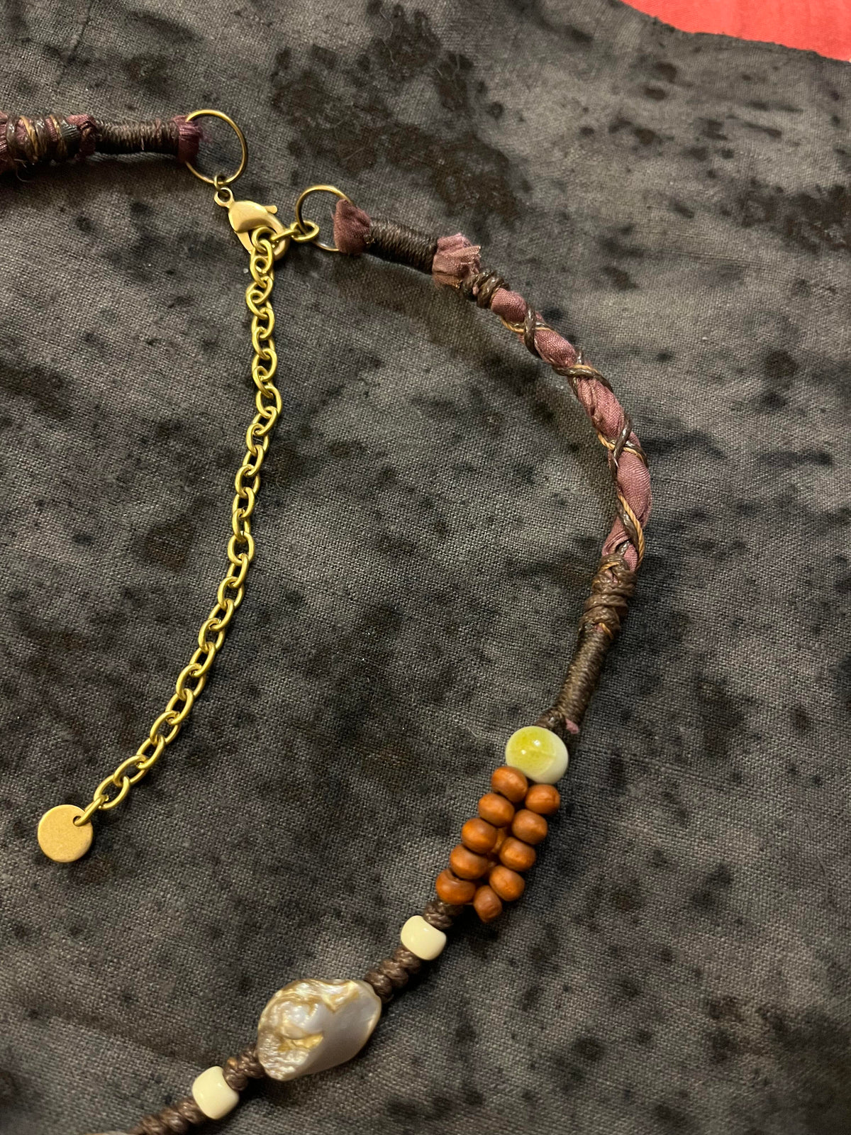Ethnic Tribal Style Colorful Shell Openwork Woven Natural Stone Pendant Necklace