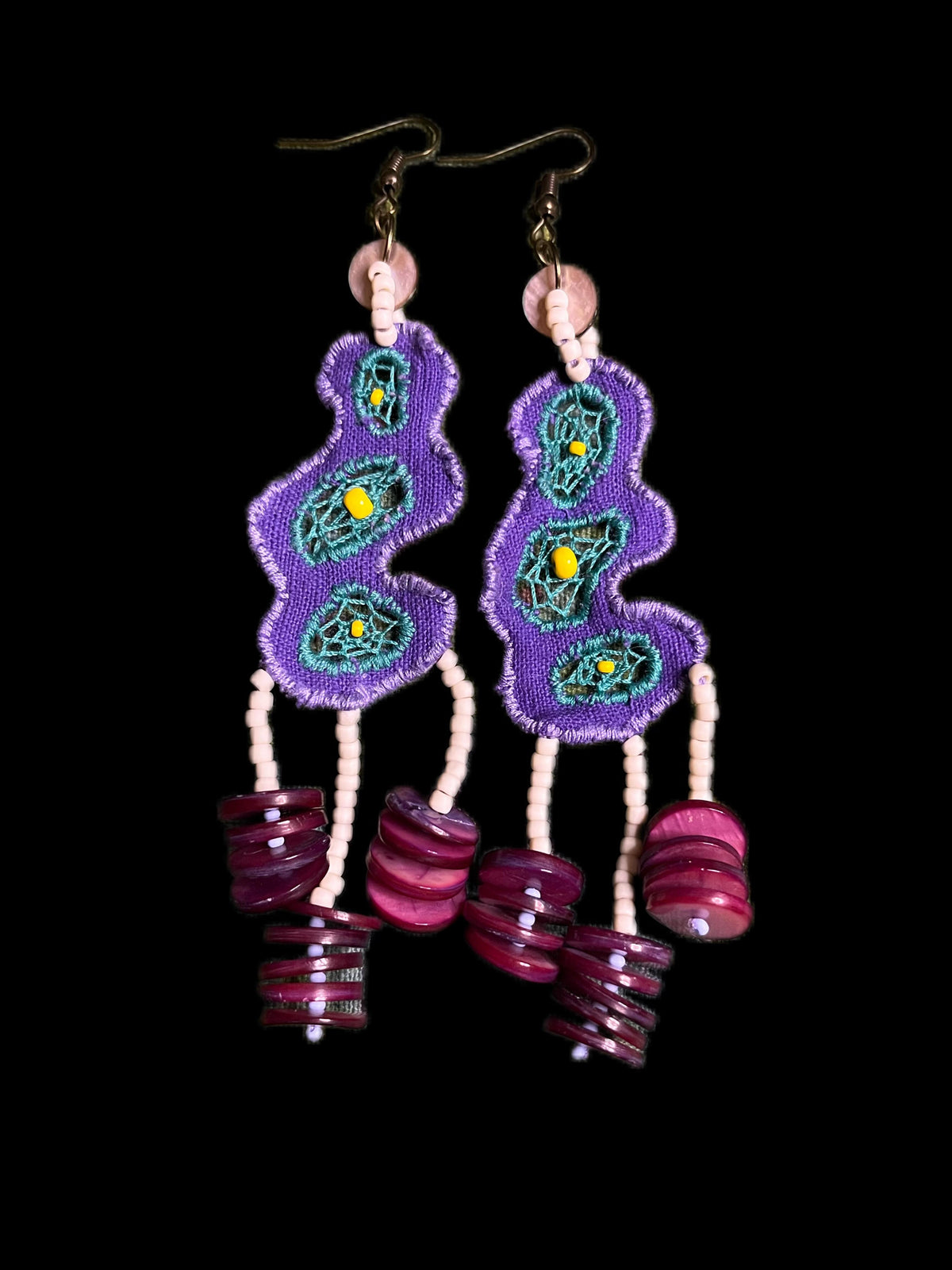 Bohemian Ocean Dream Woven Seaweed Earrings – Handmade Color Explosion