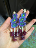 Bohemian Ocean Dream Woven Seaweed Earrings – Handmade Color Explosion