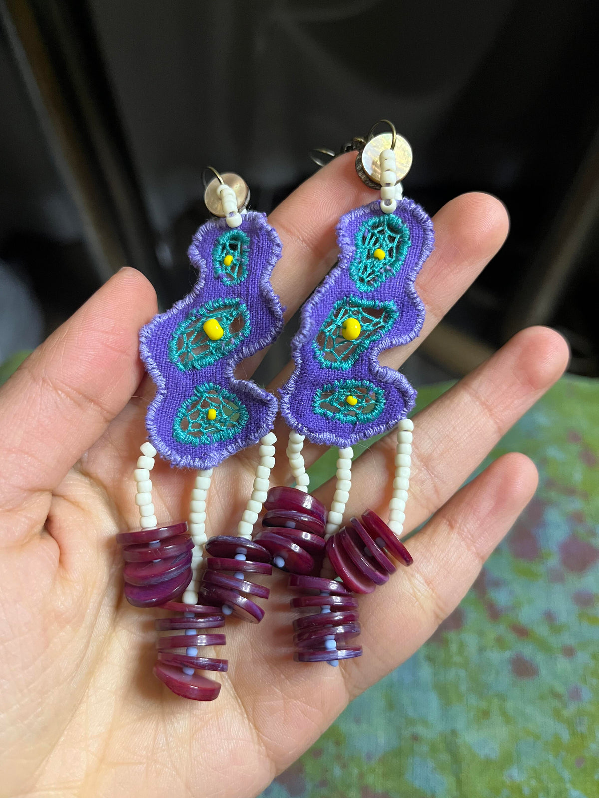Bohemian Ocean Dream Woven Seaweed Earrings – Handmade Color Explosion