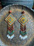 Bohemian Fabric Woven Tassel Earrings – Artisan Textile Jewelry