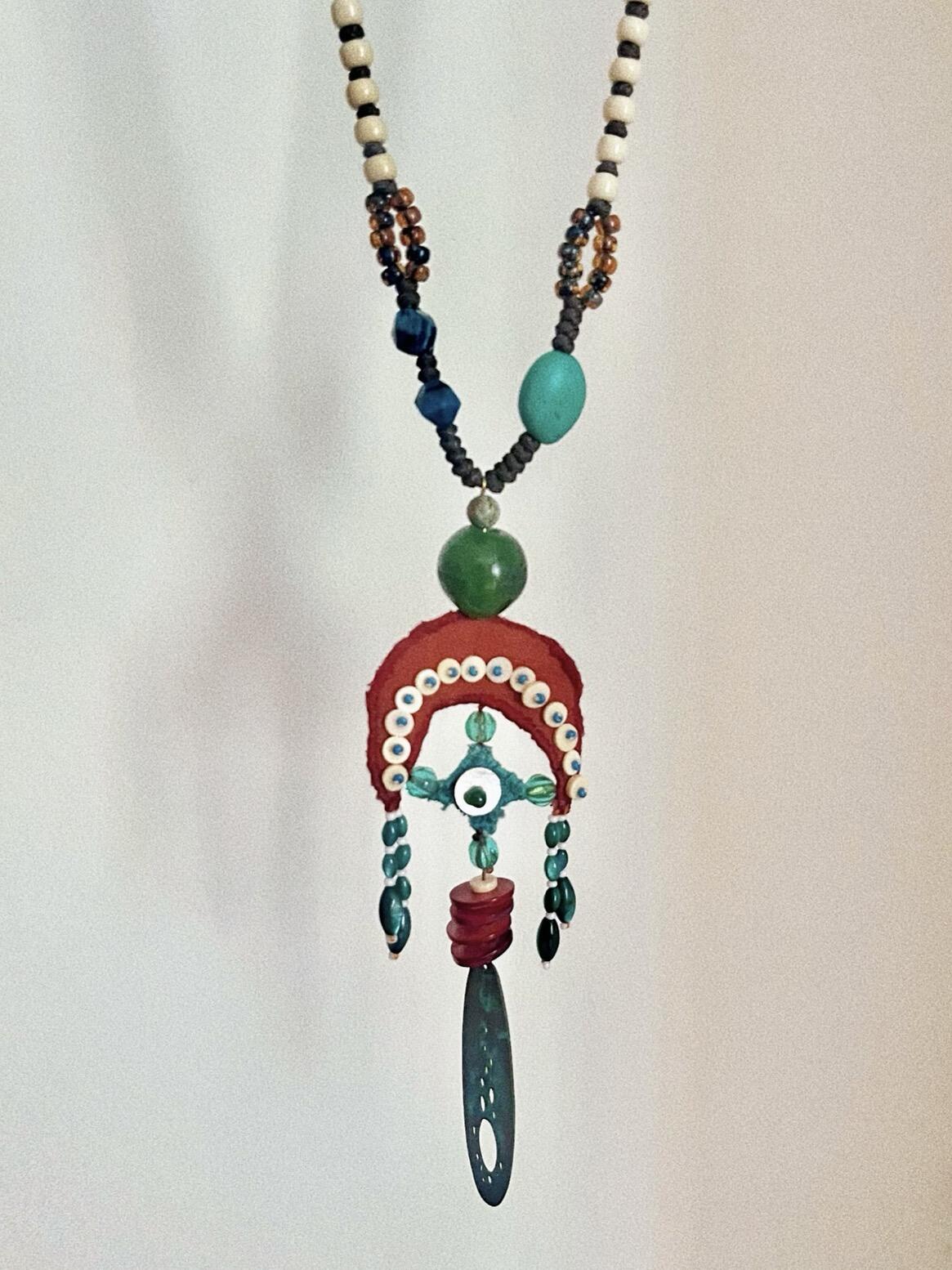 Bohemian Fabric Woven Statement Necklace – Handmade Textile Artistry