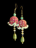 Vintage Lantern Woven Earrings – Bohemian Stained Glass Fantasy