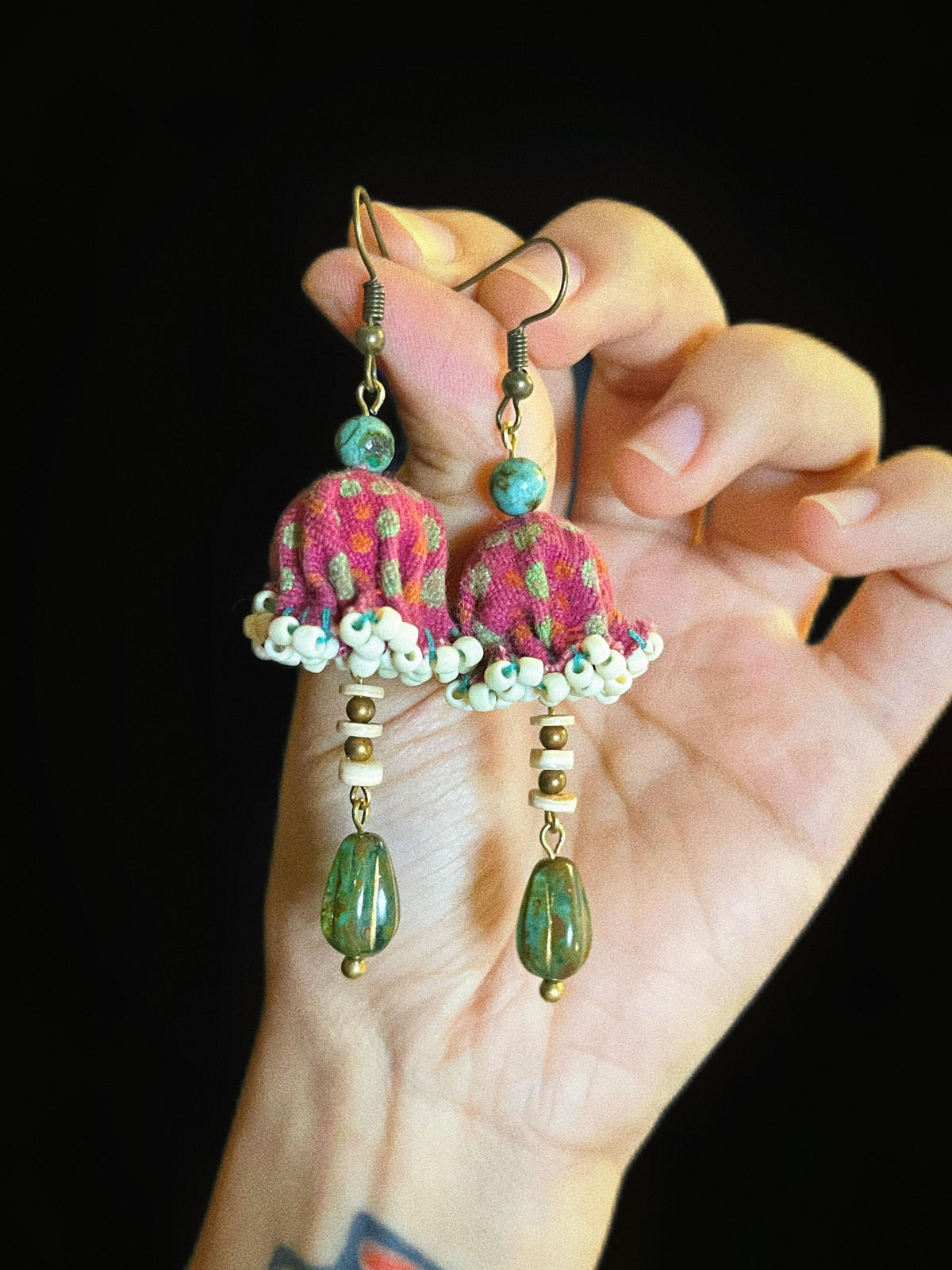 Vintage Lantern Woven Earrings – Bohemian Stained Glass Fantasy