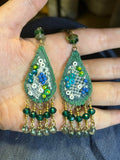 Opulent Pipa Silk & Glass Bead Fringe Earrings – Regal Bohemian Elegance