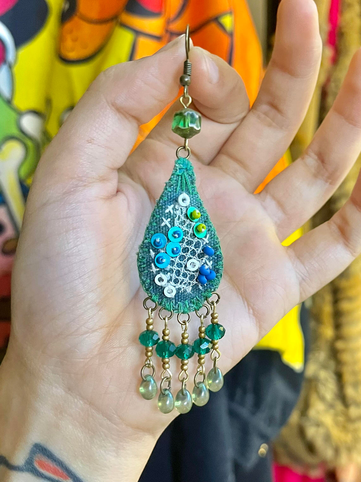 Opulent Pipa Silk & Glass Bead Fringe Earrings – Regal Bohemian Elegance