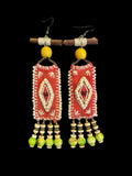 Regal Banner Stone Fringe Earrings – Handwoven Bohemian Heraldry