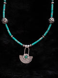 Tribal Malachite & Silver Fan Pendant Necklace – Earth’s Ancient Elegance