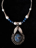 Tribal Artisan Necklace – Handcarved Lapis Lazuli & Sacred Shell Medallion